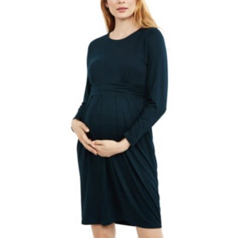 Seraphine Women's Green Long Sleeve Maternity‎ Nursing Dress Size 4